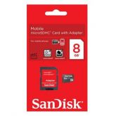 Cartão de memória Micro SDHC 8GB (Classe 4) com adaptador